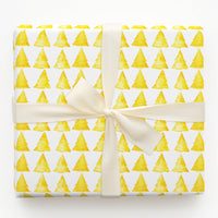 Watercolor Holiday Wrapping Paper, Yellow Christmas Tree Wrapping Paper, Modern Xmas Gift Wrap, Minimalist Festive Tree Wrapping Paper Roll