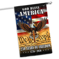 God Bless America Garden Flag | 250 Years of Freedom 1776-2026 | Eagle Cross Patriotic Design | Weather-Resistant Polyester