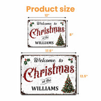 Custom Family Name Holiday Metal Wall Art, Personalized Christmas Metal Sign, Vintage Welcome Plaque, Festive Winter Home Decor Present