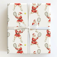 Sporty Santa Holiday Wrapping Paper, Tennis Santa Christmas Wrapping Paper, Watercolor Tennis Player Gift Wrapping Paper, Xmas Gift Wrap