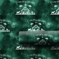 Nativity Scene Christmas Gift Wrap, O Come Let Us Adore Him Wrapping Paper, Christian Holiday Paper, Emerald Green Holy Family Present Wrap