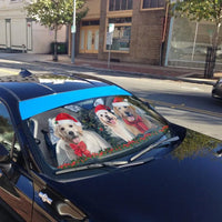 Santa Hat Dog Car Sunshade, Golden Retriever Christmas Car Sunshade, Reflective Windshield Sunshade, Dog Lover Auto Sun Shade, Holiday Present
