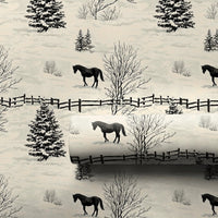 Rustic Equestrian Toile Gift Wrap, Winter Horse Wrapping Paper, Christmas Horse Holiday Wrapping Paper