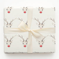 Watercolor Reindeer Wrapping Paper, Red Nosed Reindeer Wrapping Paper, Rustic Holiday Gift Wrap, Christmas Present Wrapping Paper