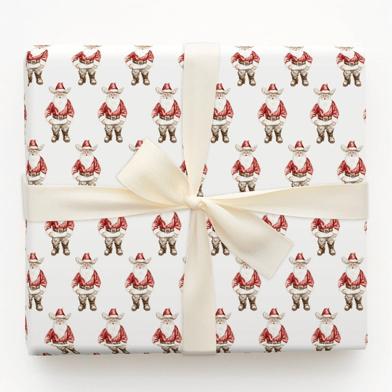 Western Santa Gift Wrap, Cowboy Santa Wrapping Paper, Rodeo Christmas Wrapping Paper, Country Holiday Gift Wrap