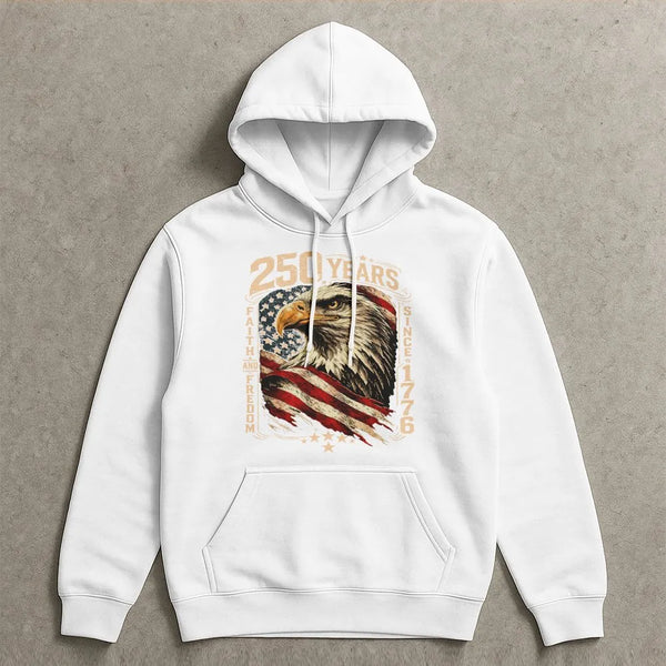 250 Years of Freedom Hoodie | Vintage Eagle & American Flag Graphic | Premium Cotton Blend | Unisex USA Patriot Gift for 2026