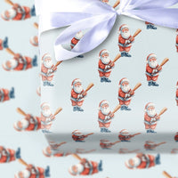 Blue Watercolor Christmas Gift Wrap, Baseball Santa Wrapping Paper, Baseball Bat Santa Wrapping Paper, Sporty Holiday Gift Wrap, Xmas Paper