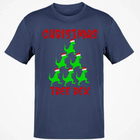 Humorous Dinosaur Holiday Graphic Tee, Christmas Tree Rex Shirt, Adorable Trex Christmas T-Shirt, Festive Dino Lover Shirt, Holiday Season Tee