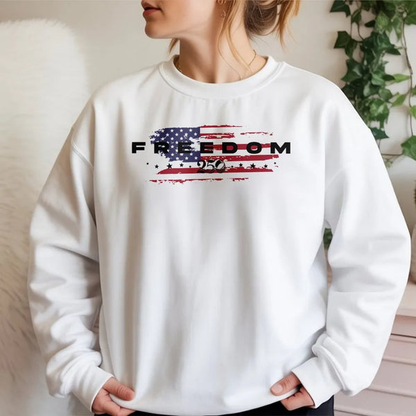 Freedom 250 Years Sweatshirt | Vintage American Flag Graphic | Premium Cotton Blend | Patriotic Gift for Independence Day and US History Lovers