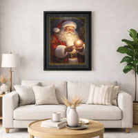 Christmas Ornament Canvas Print, Vintage Santa Claus Canvas Art, Holiday Wall Art Decor, Festive Santa Wall Decor, Frameless Canvas Present