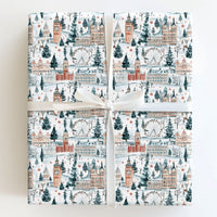 Big Ben Holiday Gift Wrap, London Christmas Wrapping Paper, Snowy Cityscape Present Wrap, Winter London Eye Travel Christmas Gift Wrap