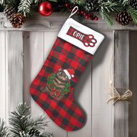 Red Buffalo Plaid Pet Stocking, Personalized Cat Christmas Stocking, Custom Cat Name Holiday Stocking, Pet Lover Xmas Mantle Decor Present