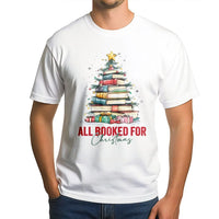 Book Stack Tree Graphic Tee, All Booked for Christmas Shirt, Holiday Bookish T-Shirt, Librarian Christmas Tee, Book Lover Holiday Shirt