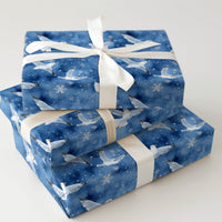 Winter Seagull Snowflake Gift Wrap, Coastal Christmas Wrapping Paper, Watercolor Nautical Wrapping Paper, Beach Holiday Xmas Wrapping Paper