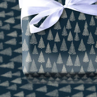 Winter Forest Holiday Gift Wrap, Navy Blue Christmas Tree Wrapping Paper, Modern Minimalist Tree Gift Wrapping Paper, Seasonal Present Paper