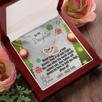 Dad to Daughter Heart Necklace, Interlocking Hearts Necklace for Daughter, Cubic Zirconia Heart Pendant Necklace, Sentimental Christmas Present