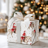 Equestrian Christmas Gift Wrap, Santa Riding Horse Wrapping Paper, Watercolor Horse Lover Holiday Paper, Festive Xmas Gift Wrap Roll