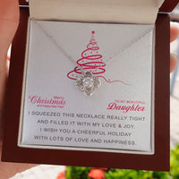 White Gold Pendant Necklace, Daughter Love Knot Necklace, Sparkling Cubic Zirconia Necklace, Christmas Holiday Jewelry Present for Daughter
