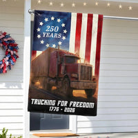Trucker Garden Flag 250 Years | American Patriotic Semi Truck Design | Double-Sided Polyester | Outdoor Yard Decor Gift for Truckers