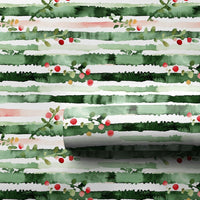 Watercolor Holiday Gift Wrap, Pink Green Striped Berry Wrapping Paper, Artistic Christmas Wrapping Paper, Festive Winter Present Gift Wrap