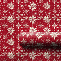 Cream Snowflake Gift Wrap, Red Snowflake Wrapping Paper, Elegant Christmas Wrapping Paper, Winter Holiday Present Wrap Roll