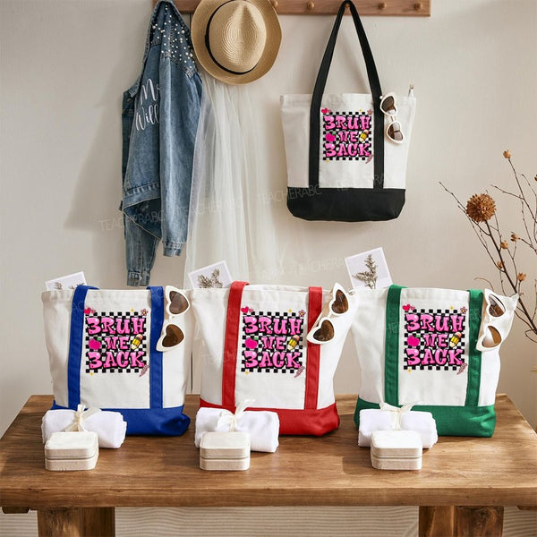 Bruh We Back Color-blocked Canvas Bag