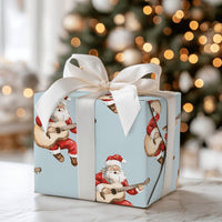 Guitarist Santa Claus Wrapping Paper, Acoustic Guitar Santa Wrapping Paper, Musician Christmas Wrapping Paper, Holiday Gift Wrap Roll