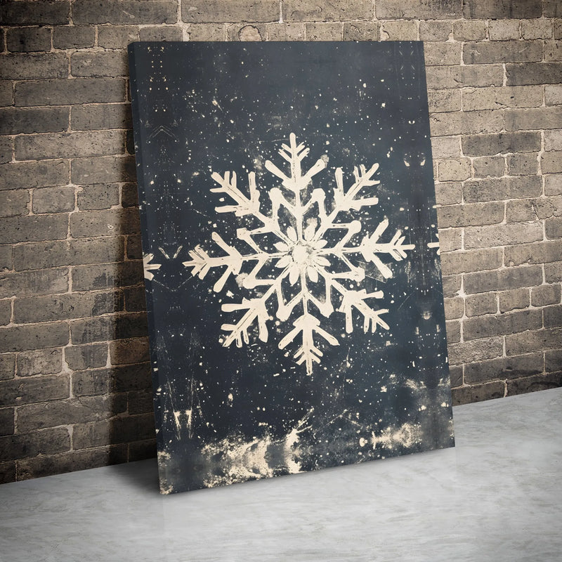 Distressed Winter Wonderland Canvas Print, Rustic Snowflake Wall Art, Farmhouse Holiday Wall Decor, Festive Christmas Season Art Canvas