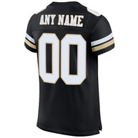 Custom Football Jersey - Black White-Vegas Gold Mesh Authentic