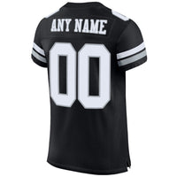 Custom Football Jersey - Black White-Silver Mesh Authentic