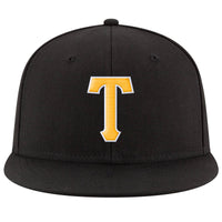 Custom Black Gold-White Stitched Adjustable Snapback Hat