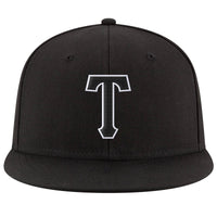 Custom Black Black-White Stitched Adjustable Snapback Hat