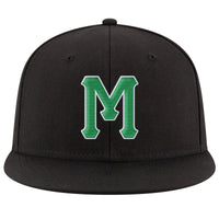 Custom Black Kelly Green-White Stitched Adjustable Snapback Hat