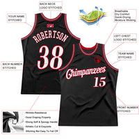 Custom Basketball Jersey - Black White-Red Authentic Throwback