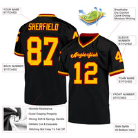 Custom Football Jersey - Black Gold-Red Mesh Authentic Throwback