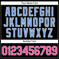 Custom Black Pink-Light Blue Authentic Baseball Jersey