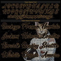 Custom Black Black-Old Gold 3D Pattern Design Astronaut Authentic Baseball Jersey