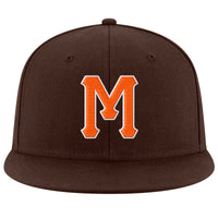 Custom Brown Orange-White Stitched Adjustable Snapback Hat