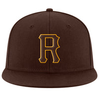Custom Brown Brown-Gold Stitched Adjustable Snapback Hat