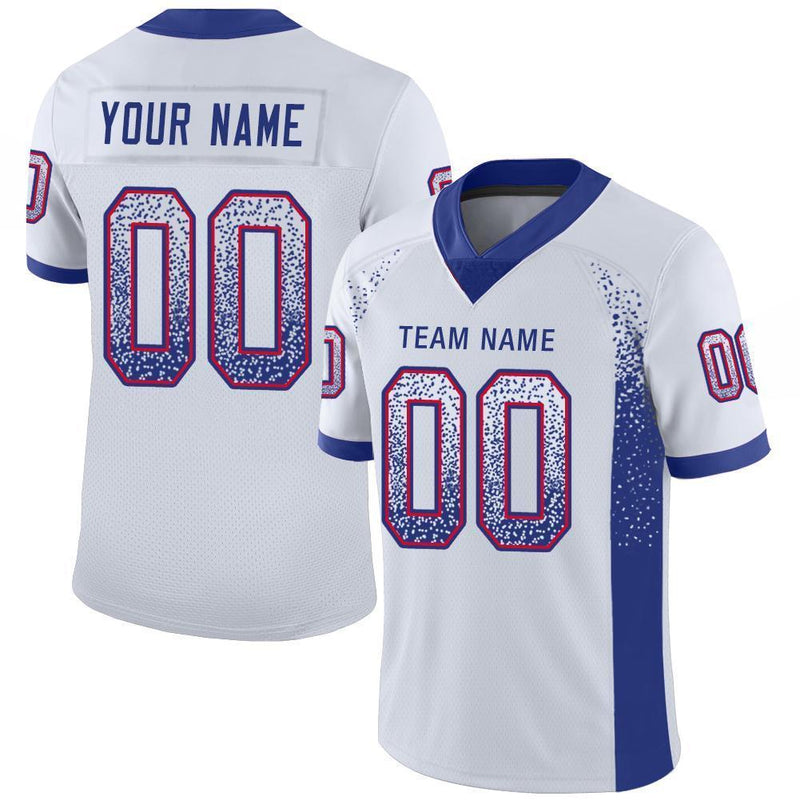 Custom Football Jersey - White Royal-Red Drift Fashion