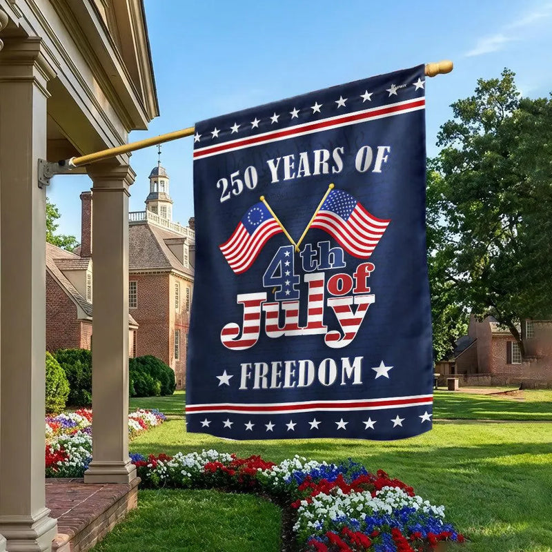250 Years of Freedom Garden Flag | 1776-2026 Betsy Ross 4th of July | Double-Sided Weather-Resistant Polyester | Patriotic Yard Decor Gift