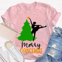 Festive Ballet Dancer Christmas T-Shirt, Merry Dancemas Ballerina Shirt, Adorable Holiday Dance Studio Tee, Xmas Nutcracker Dancer Present