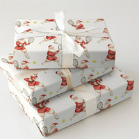 Sporty Santa Holiday Wrapping Paper, Tennis Santa Christmas Wrapping Paper, Watercolor Tennis Player Gift Wrapping Paper, Xmas Gift Wrap