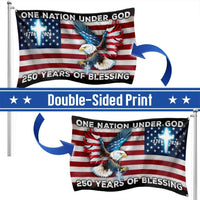 One Nation Under God American Flag | 250 Years Eagle Cross Design | UV-Resistant Polyester House Flag | Patriotic Home Decor Gift