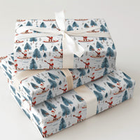 Winter Forest Holiday Gift Wrap, Paddleboarding Santa Wrapping Paper, Outdoor Santa Claus Paper, Christmas Present Wrapping Paper Roll