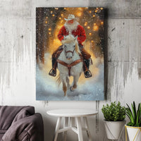 Western Christmas Canvas Print, Cowboy Santa Claus Canvas Art, Rustic Holiday Canvas Decor, Farmhouse Xmas Wall Art, Country Holiday Present
