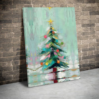 Painterly Holiday Wall Decor, Abstract Christmas Tree Canvas Art, Modern Festive Christmas Tree Print, Seasonal Winter Home Decor Canvas