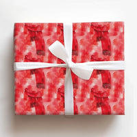Comfy Winter Holiday Gift Wrap, Watercolor Red Scarf Wrapping Paper, Festive Christmas Wrapping Paper, Artistic Scarf Pattern Gift Wrap Roll