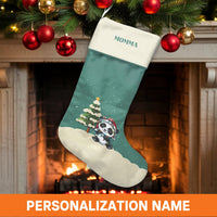 Adorable Animal Holiday Stocking, Personalized Panda Christmas Stocking, Velboa Custom Name Christmas Stocking, Xmas Mantle Decor, Present for Kids