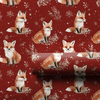Watercolor Woodland Animal Gift Wrap, Winter Fox Wrapping Paper, Christmas Fox Holiday Paper, Red Fox Present Wrap, Adorable Woodland Gift Wrap